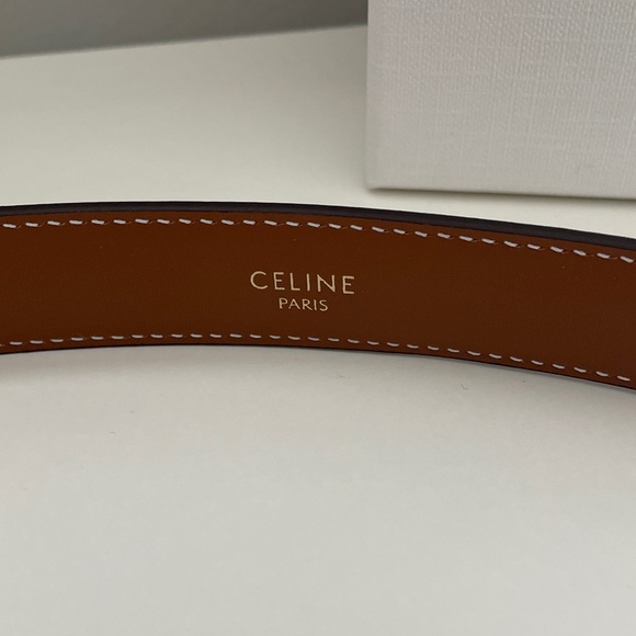 Celine Triomphe Tan Leather Belt with Gold Accent - Picture 3 of 5